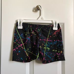 Paint splatter spandex shorts